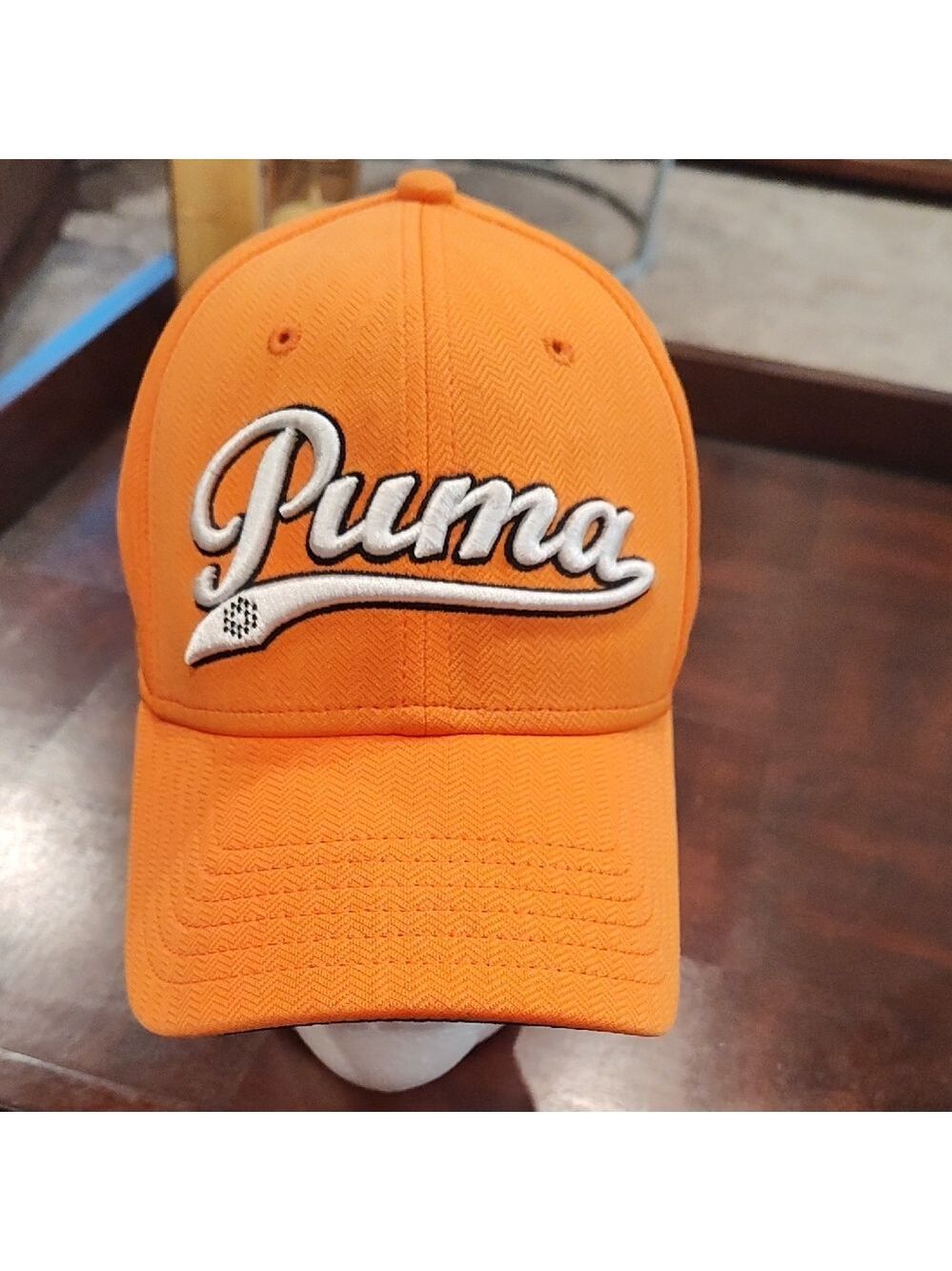 Puma Bright Orange Script Logo Baseball Hat